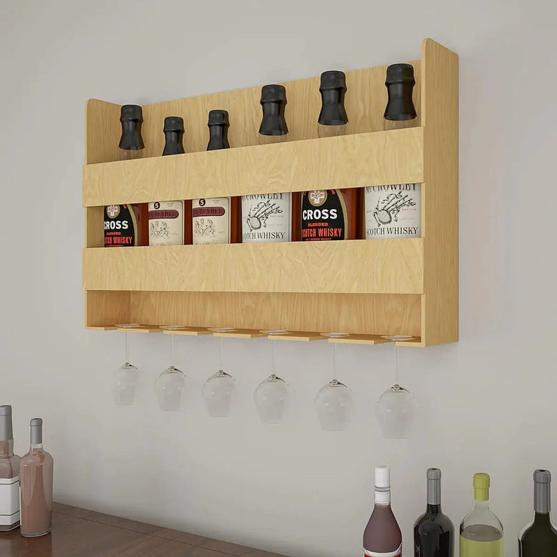 Mini Bar Shelf in Light Oak Finish
