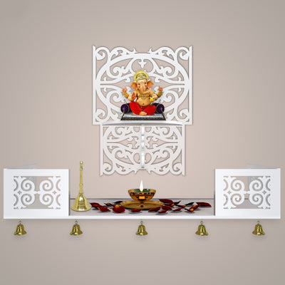 Aesthetic Square Shaped Wall Hanging Wooden Temple