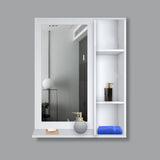 Aesthetic Wooden Bathroom Cabinet Mirror with 4 Spacious Shelves with White Finish