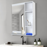 Aesthetic Wooden Bathroom Cabinet Mirror with 4 Spacious Shelves with White Finish