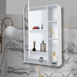 Aesthetic Wooden Bathroom Cabinet with 6 Spacious Shelves with White Finish