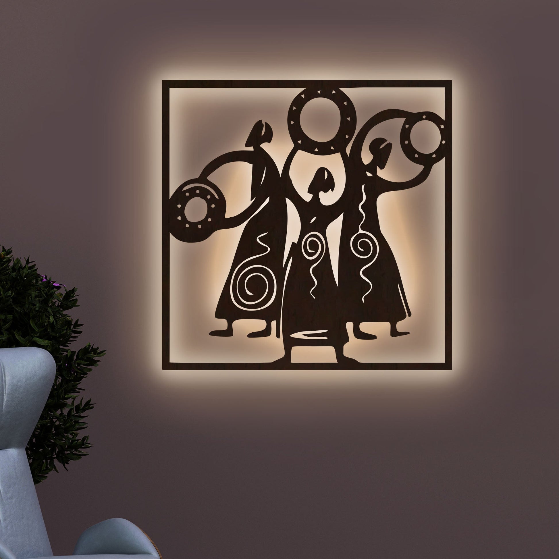 Wooden Wall Decor with LED Light