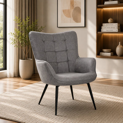 Artistic Grey Luxurious Velvet  Sofa Lounge Chair