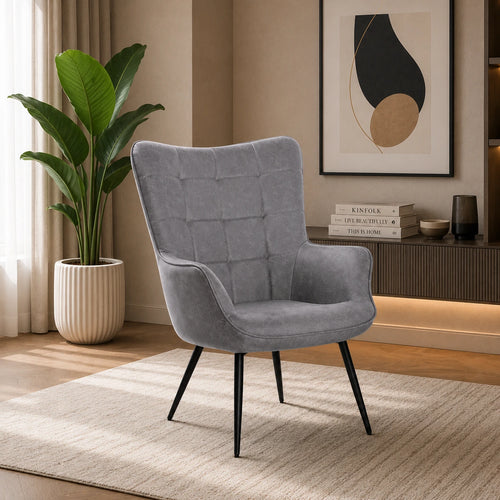 Artistic Grey Luxurious Velvet  Sofa Lounge Chair