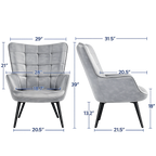 Artistic Grey Luxurious Velvet  Sofa Lounge Chair