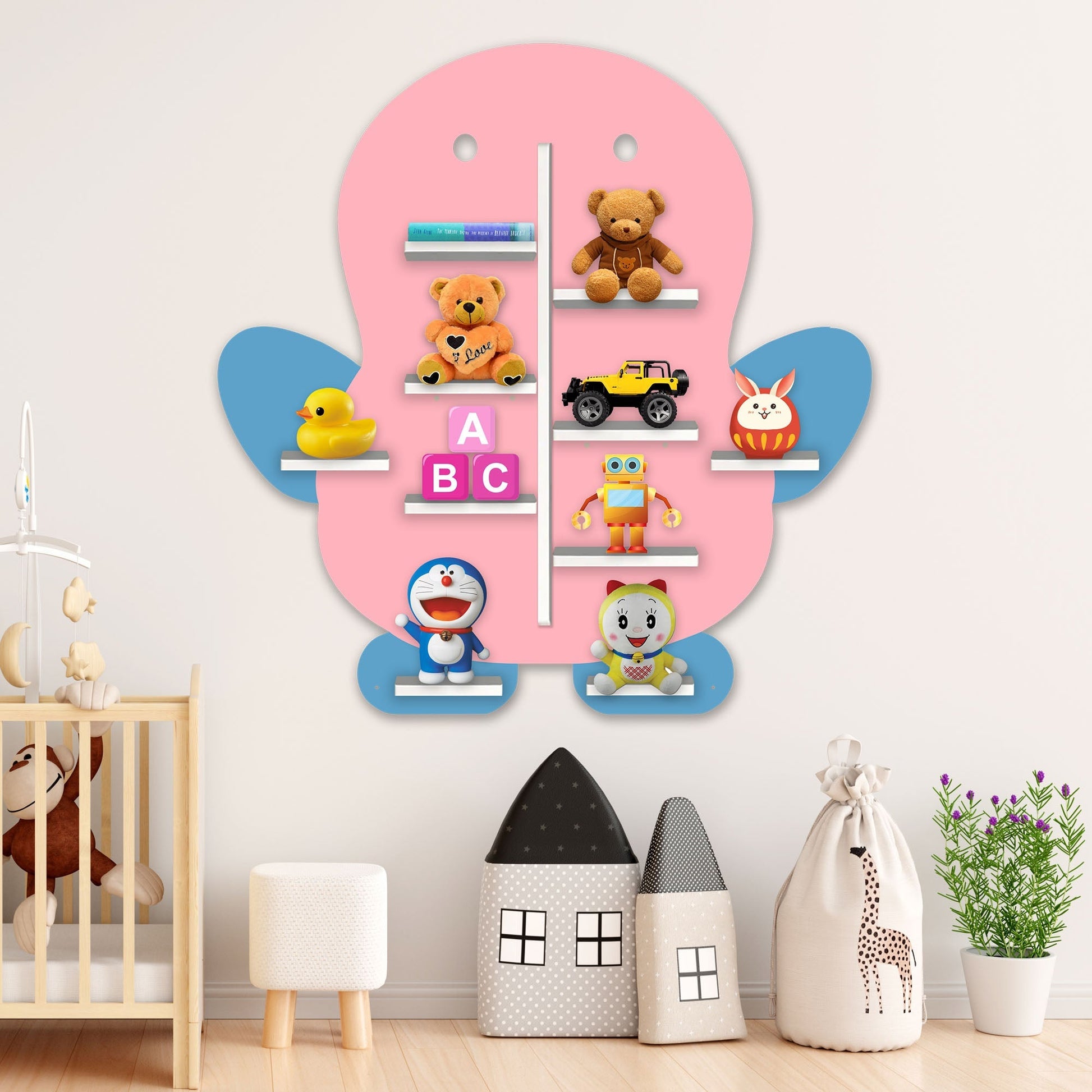 Wooden LED Light Wall Shelf for Kids