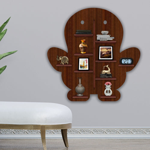  Wooden LED Light Wall Shelf with Walnut Finish