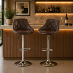 Back Rest Coral Classic Brown Comfy Leatherette Bar Stool / Long Chair