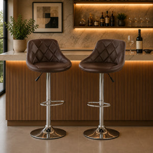 Back Rest Coral Classic Brown Comfy Leatherette Bar Stool / Long Chair
