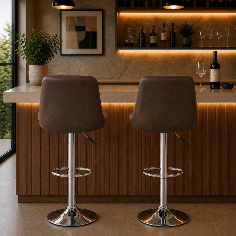 Back Rest Coral Classic Brown Comfy Leatherette Bar Stool / Long Chair