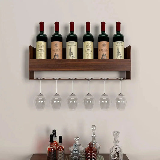  MDF Bar Mini Bar Shelf Cabinet in Walnut Finish