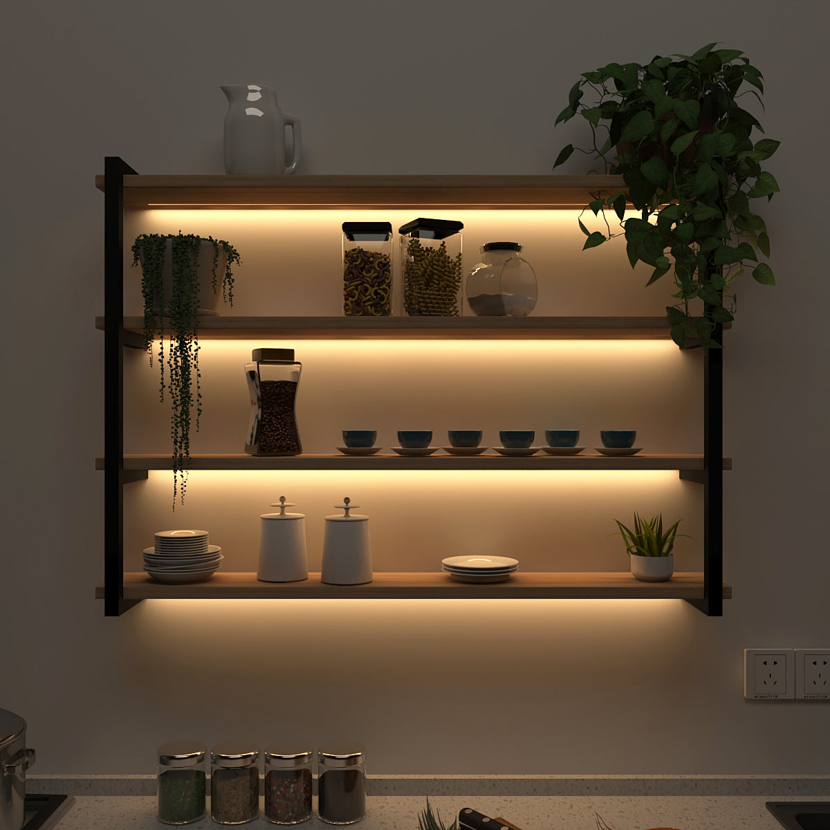 Modern Bookshelf Lighting
