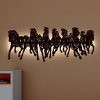Beautiful 7 Running Horses Wooden Wall Hanging