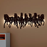 Beautiful 7 Running Horses Backlit with LED Wooden Wall Hanging