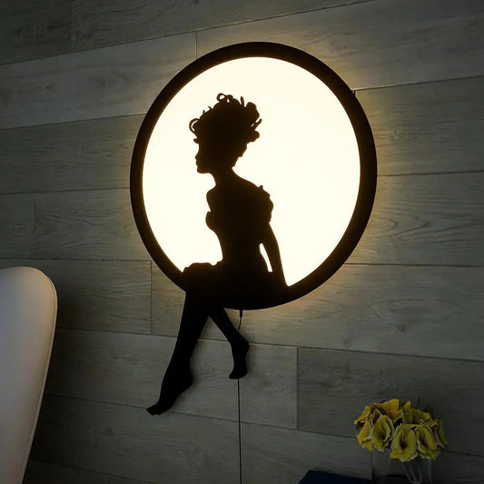 Beautiful Angel Backlit Wooden Wall Decor with LED Night Light