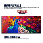 Beautiful Colorful Peacock Premium Canvas Wall Painting