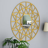 Decorative Vanity Wooden Mirror with Golden Finish Frame