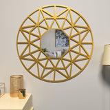 Beautiful Decorative Vanity Wooden Mirror with Golden Finish Frame