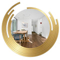  Decorative Wooden Wall Mirror Round Shape with Golden Finish Frame