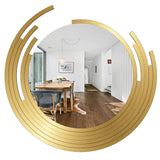  Decorative Wooden Wall Mirror Round Shape with Golden Finish Frame