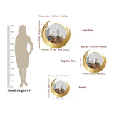 Wall Mirror Round Shape with Golden Finish Frame