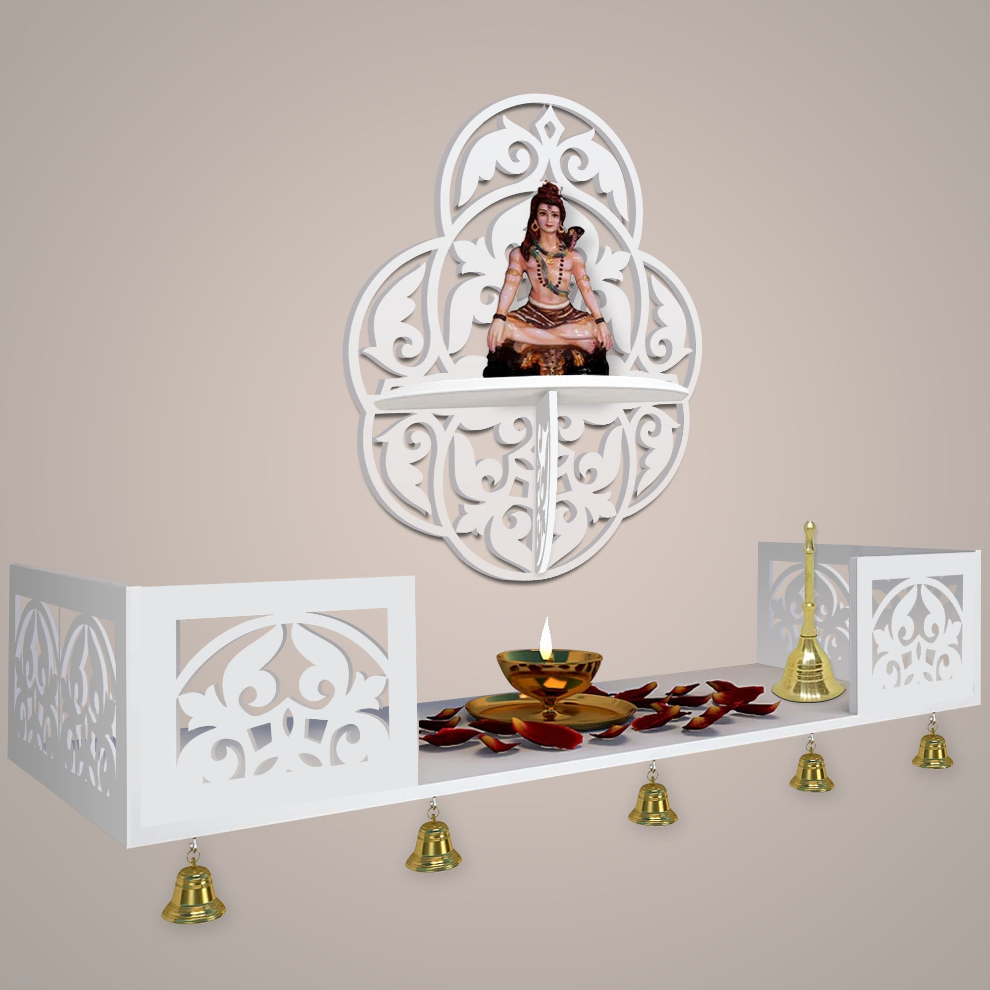 Beautiful Designer Pattern Wall Hanging Wooden Temple/ Pooja Mandir De ...