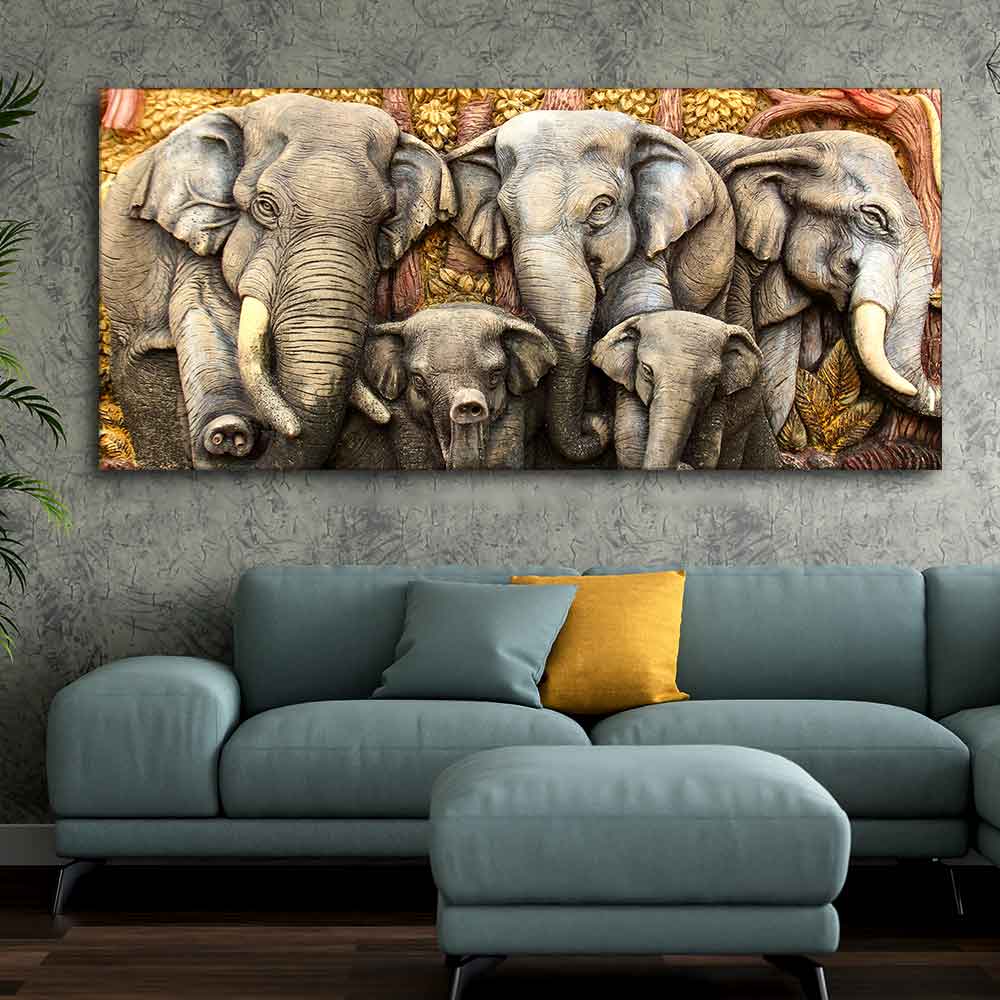 Beautiful Elephants Premium Wall Painting