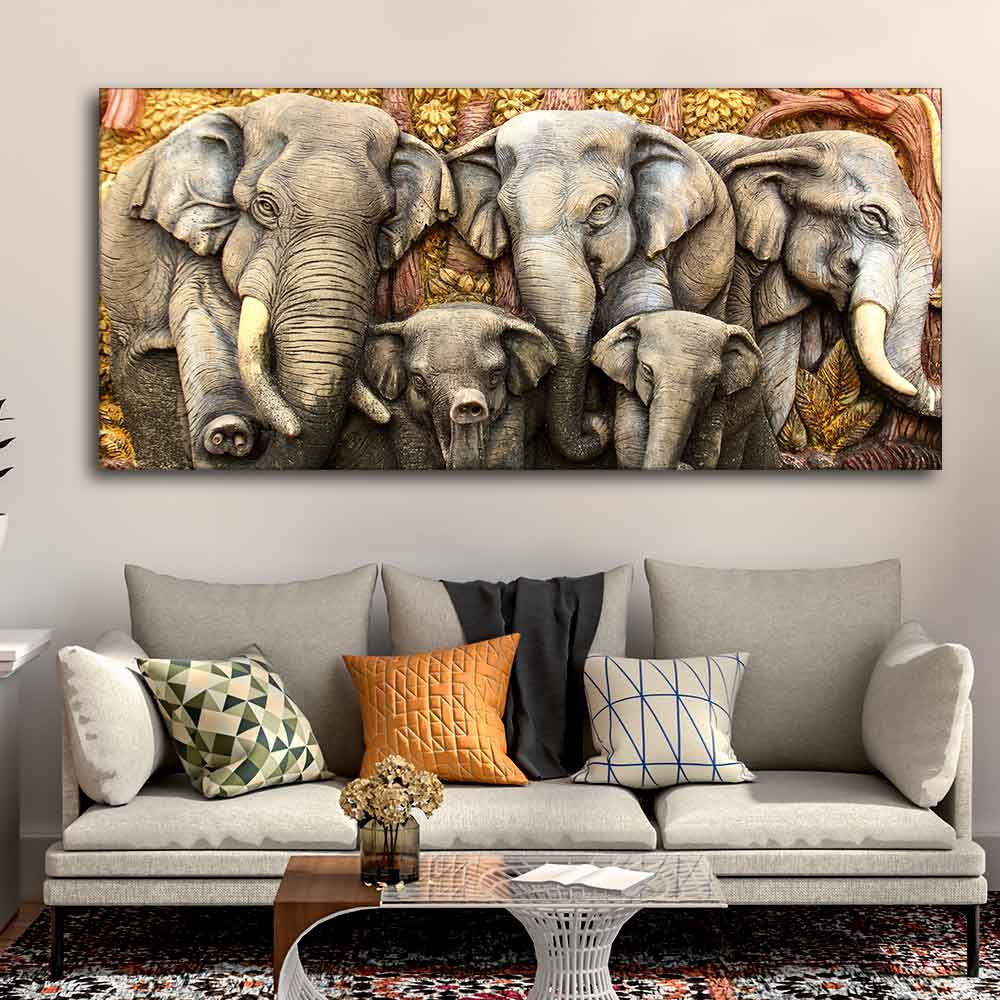 Beautiful Elephants Premium Wall Painting