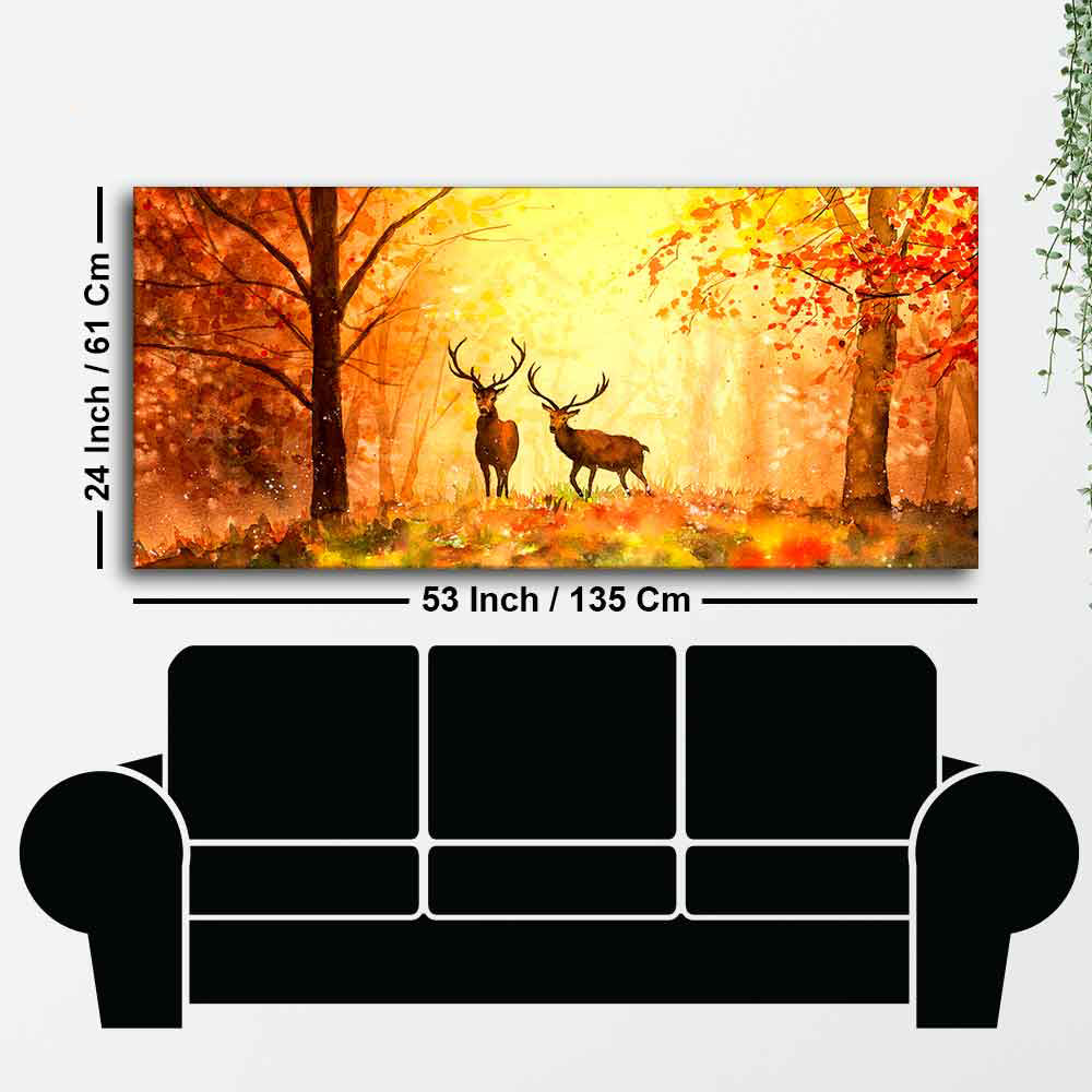 Beautiful Forest Deer Big Canvas Wall Painting