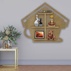Beautiful Hut with Wooden LED Light Wall Shelf with Oak Finish