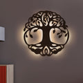 Beautiful Life of Tree Backlit Wooden Wall Decor with LED Night Light Walnut Finish