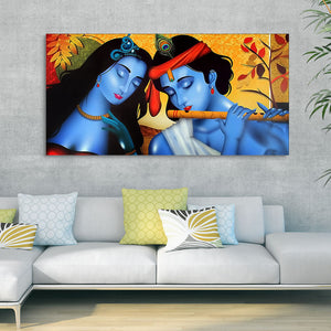  Radha Krishna with Flute Canvas Wall Painting