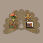 Beautiful Peacock Wooden LED Light Wall Shelf with Oak Finish