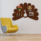  Wooden LED Light Wall Shelf with Walnut Finish