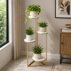 Beautiful Premium Looking Sturdy Metal Planter Stand With White Round Marble At Top - 4 Tier