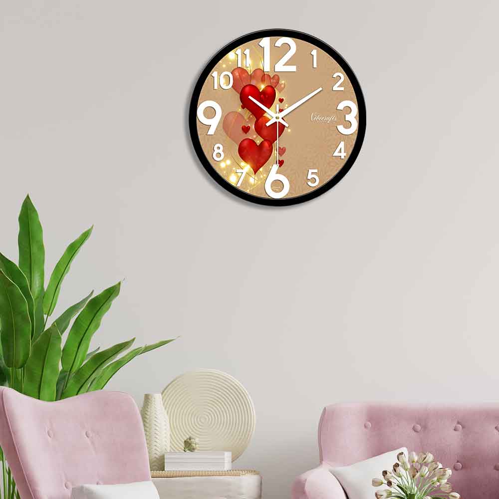 Red Heart Designer Wall Clock