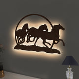 Beautiful Running Horse Backlit Wooden Wall Decor