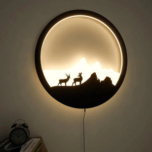 Beautiful Scenery Deer Wooden LED Wall Light Backlit Wall Art