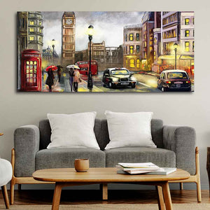 Beautiful Street view of London Premium Wall Painting