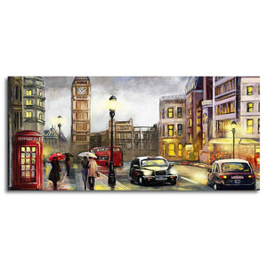 Beautiful Street view of London Premium Wall Painting