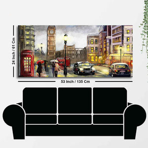 Beautiful Street view of London Premium Wall Painting