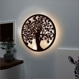 Beautiful Tree of life Round Backlit Wooden Wall Hanging