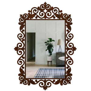 Vanity Motif Style Mirror with Walnut Finish