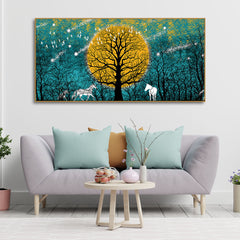 Beautiful White Horses in Forest Premium Wall Painting