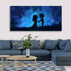 Beautiful Young Couple in Love Holding Hands Canvas Wall Painting