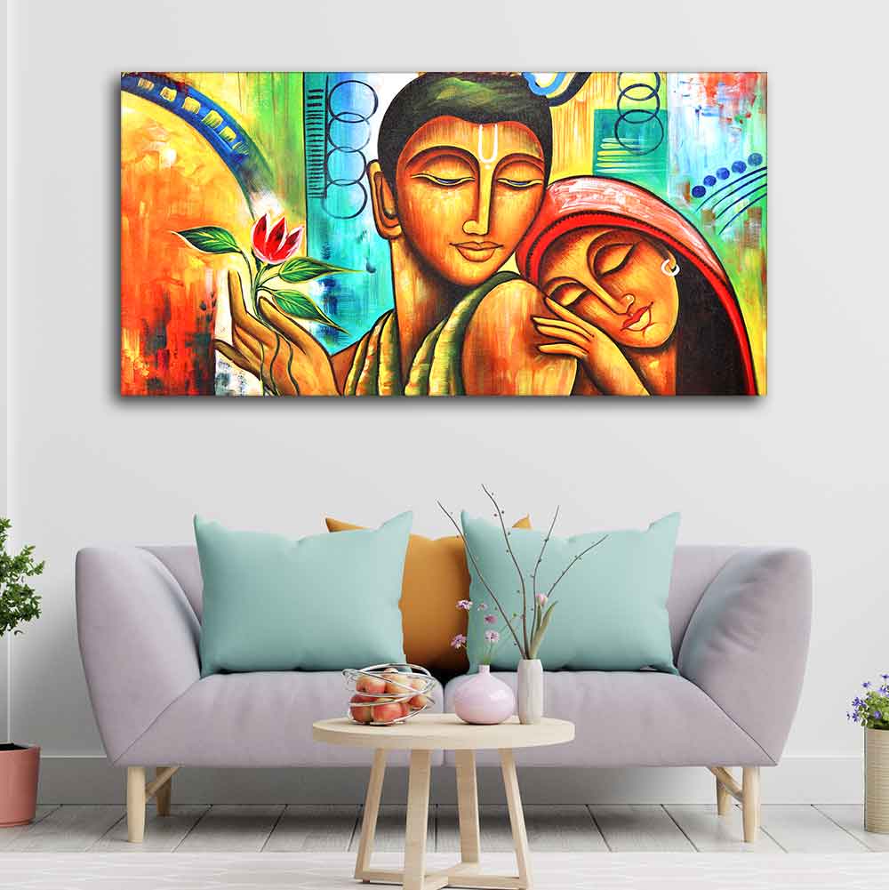 Canvas Wall Painting of Lord Radha Krishna