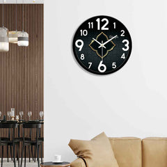 Black Abstract Pattern Designer Wall Clock