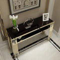 Black Faux Marble 2-Tier Narrow Console Table