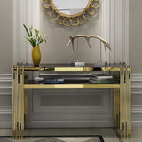 Black Faux Marble 2-Tier Narrow Console Table