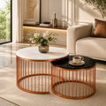 Black & White Caged Copper Nesting Table Set of 2